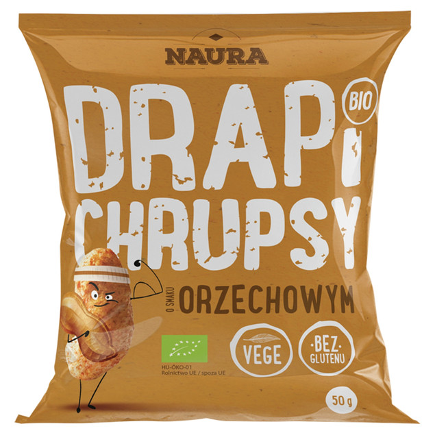Chrupki o Smaku ORZECHOWYM Drapi Chrupsy Bezglutenowe NAURA 50g