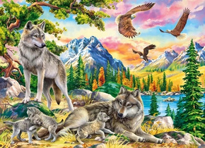 Puzzle 300 Wolf Family and Eagles CASTOR