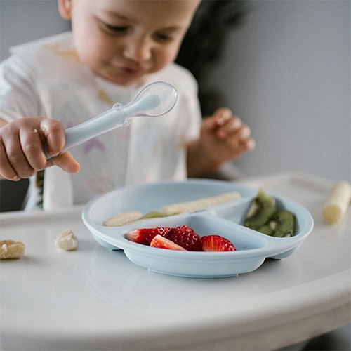 BABYONO Silikonowy Talerzyk z Przyssawką NIEBIESKI Dla Dzieci 1482/01