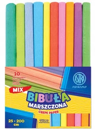 Bibuła marszczona pastel 25x200cm mix (10szt)