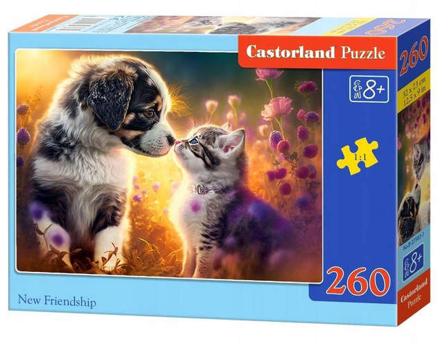 PUZZLE 260 KOTEK KOT PIES ZWIERZĘTA KWIATY CASTOR