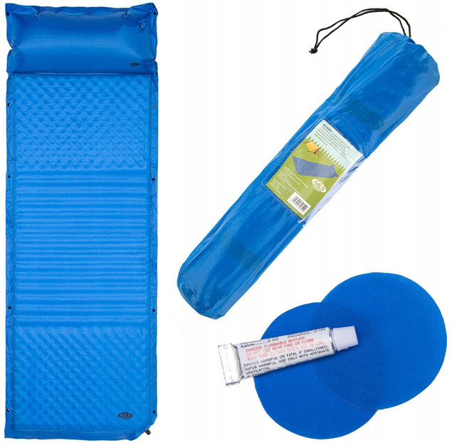 NC4001 NIEBIESKA 190x63x3.8 CM MATA SAMOPOMPUJĄCA Z PODUSZKĄ NILS CAMP