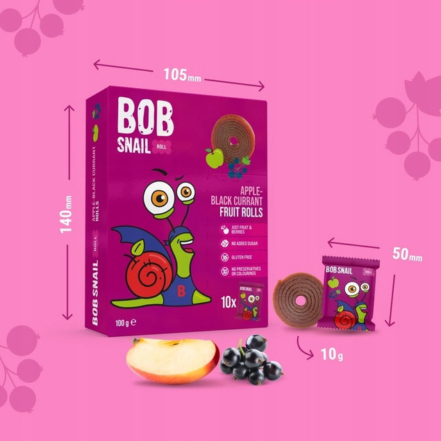 Przekąski Roll, jabłko - czarna porzeczka 100g | BOB SNAIL