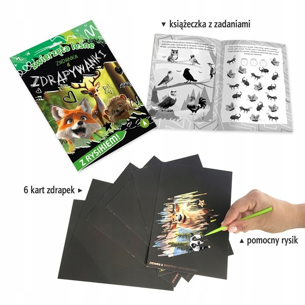Zadanka i Zdrapywanki ZWIERZĘTA LEŚNE z Rysikiem 4+ Skrzat