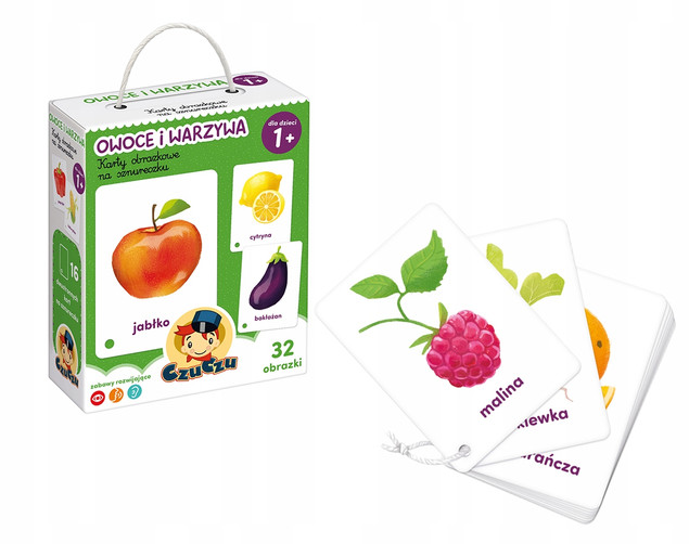 Karty Obrazkowe Owoce i Warzywa Edukacyjne Na Sznureczku 1+ CzuCzu