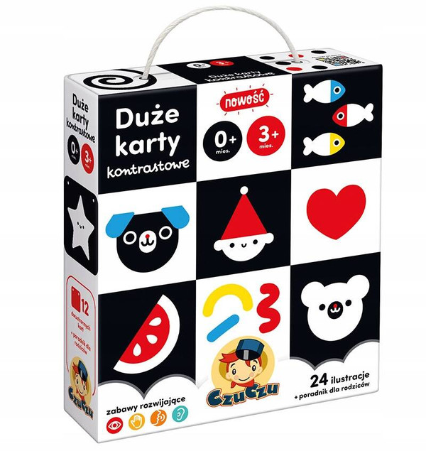 CzuCzu Duże karty kontrastowe dla dzieci w wieku 0m+, 3m+