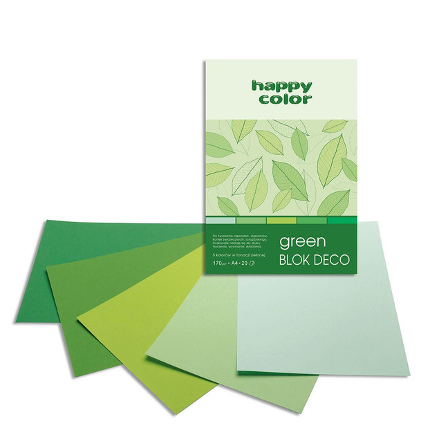 Blok A4 20k ZIELONY Odcienie Deco Green 170g HAPPY COLOR