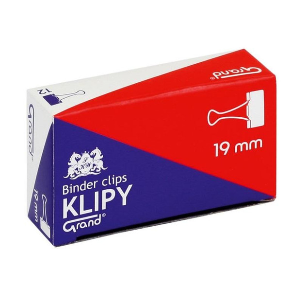 Klipy Do Papieru 19mm Czarne 12 szt Grand