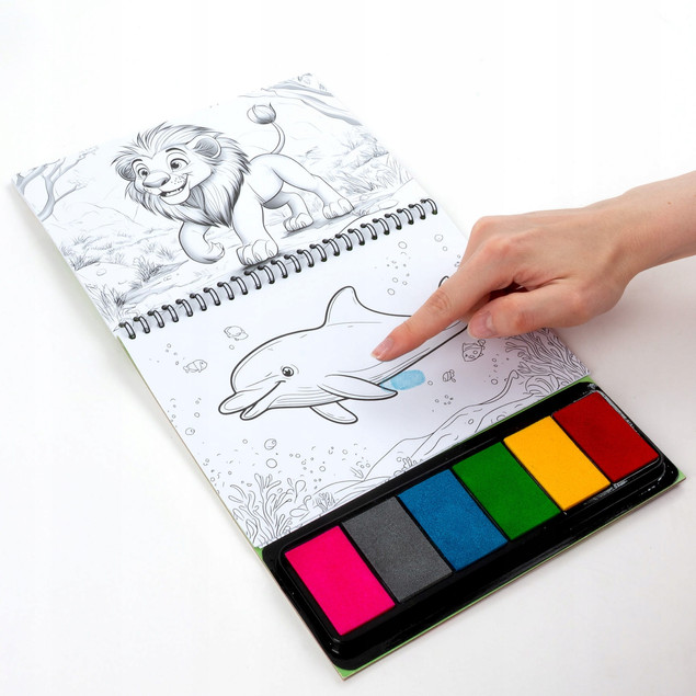 KOLOROWE ODCISKI KREATYWNE ZOO KIDEA KOLOROWANIE PALCAMI