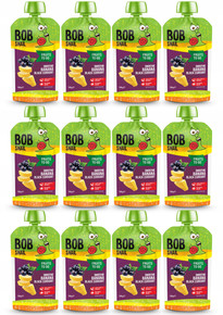 12x BOB SNAIL Smoothie BANAN Czarna PORZECZKA Bez Dodatku Cukru Mus 120g