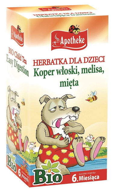 Herbatka Dla Dzieci NA TRAWIENIE Koper Włoski Melisa Mięta BIO 6M+ Apotheke