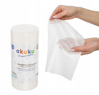AKUKU Hipoalergiczne Ręczniki Chusteczki BAMBUSOWE Jednorazowe 100szt A0687