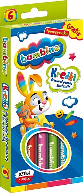 Kredki BAMBINO 6kol.w drewnie+temp. p10  MAJEWSKI