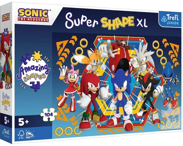 PUZZLE 104 XL SUPER SHAPE ŚWIAT SONICA SONIC TREFL