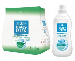 BIAŁY JELEŃ Proszek Do Prania BIEL + Koncentrat Do Płukania Hipoalergiczne