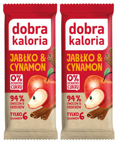 2x DOBRA KALORIA Zdrowy Baton Jabłko Cynamon 94% Owoców i Orzechów Błonnik