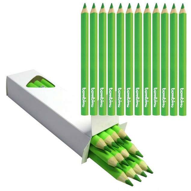 Kredka w drewnie trójkątna czerwona 12szt Bambino