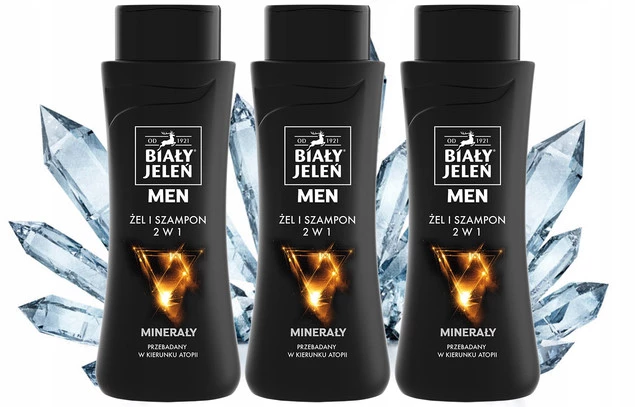 3x Żel i Szampon BIAŁY JELEŃ 2w1 Z Minerałami MEN 300 ml Kompleks Minerałów
