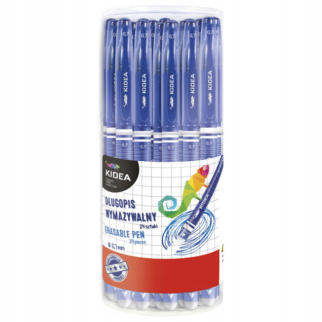 4x DŁUGOPIS WYMAZYWALNY NIEBIESKI 0,7 mm KIDEA
