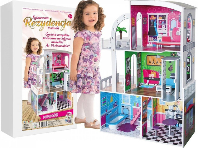 Duży DREWNIANY DOMEK dla lalek Winda WILLA 112 cm