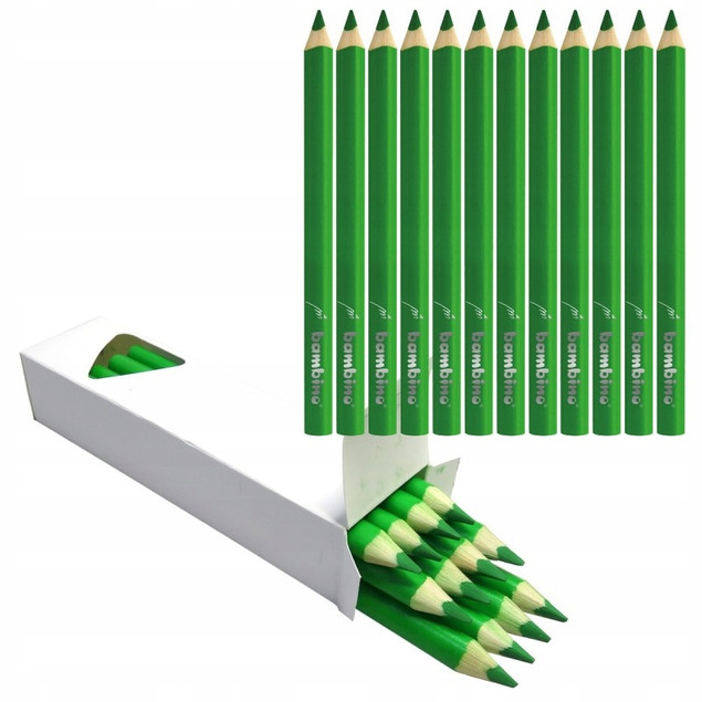 Kredka w drewnie trójkątna czerwona 12szt Bambino