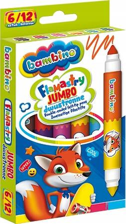 Flamastry 12kol 6szt dwustronne Jumbo standard MAJEWSKI