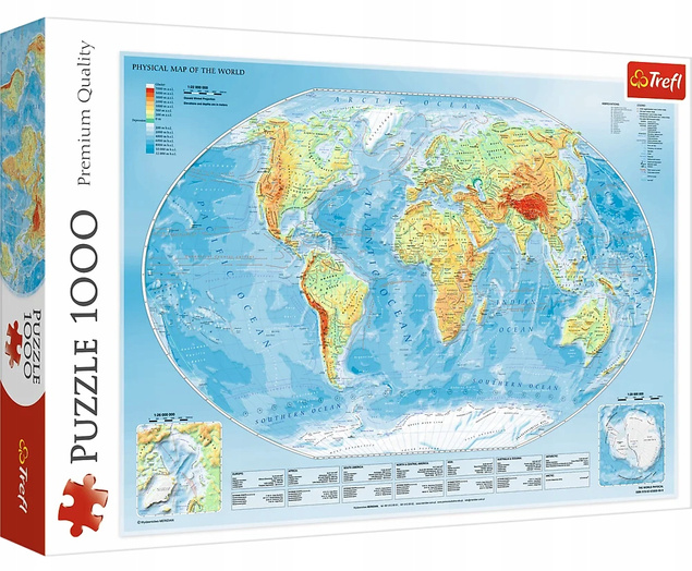 Puzzle1000 Układanka Fizyczna MAPA ŚWIATA Edukacyjne 12+ Trefl 10463