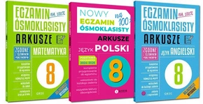 3x EGZAMIN ÓSMOKLASISTY ARKUSZE MATEMATYKA POLSKI ANGIELSKI