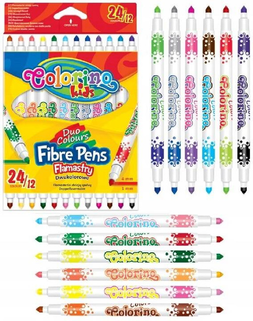 Pisaki dwustronne 12szt 24kol COLORINO
