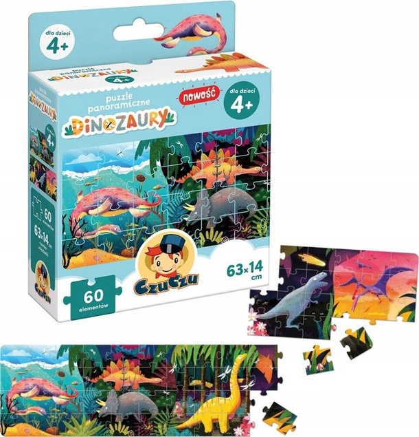 Puzzle 60 Panoramiczne DINOZAURY T-Rex Gad Gady 4+ CzuCzu