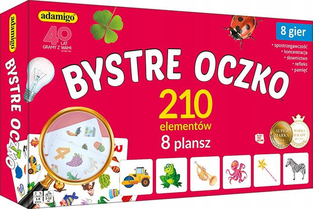 Gra Edukacyjna Dla Dzieci Bystre Oczko 8 Gier 3+ Adamigo