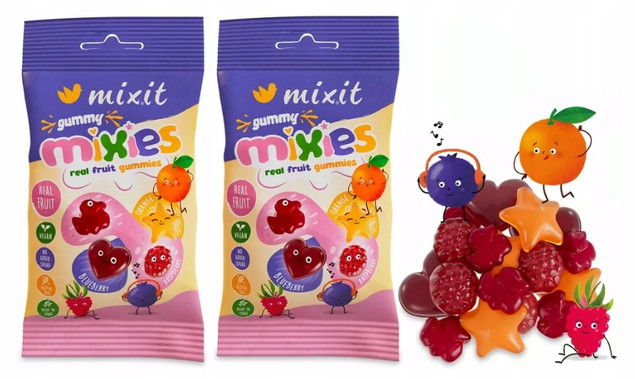 2x MIXIT Żelki Naturalne Owocowe Mixies MIX SMAKÓW Bez Cukru Dla Dzieci 35g