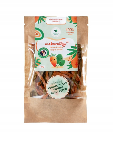 Makarollsy Marchewka-Szpinak Owocowy Makaron 50g Naturalnie Zdrowi