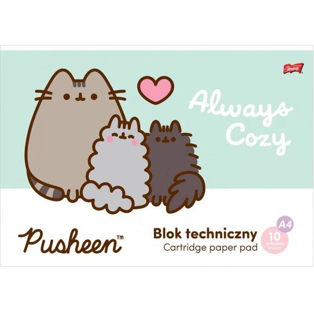 Blok Techniczny A4 BIAŁY PUSHEEN Kot Kotek 10 Kartek St. Majewski 63307