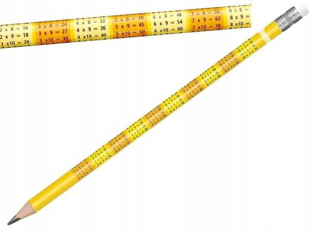 Ołówek Szkolny Z Tabliczką Mnożenia i Gumką Biurowy B Colorino 66143