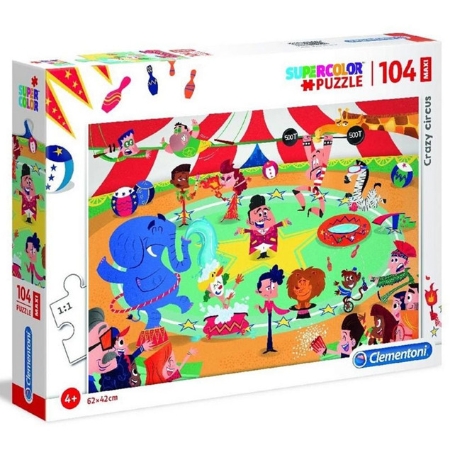 Puzzle Supercolor Maxi 104 Szalony Cyrk Clementoni 23733